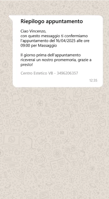 Il cliente riceve subito il riepilogo su WhatsApp
